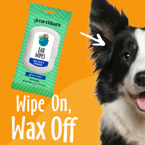 Ear Wipes product with dog on the left 
