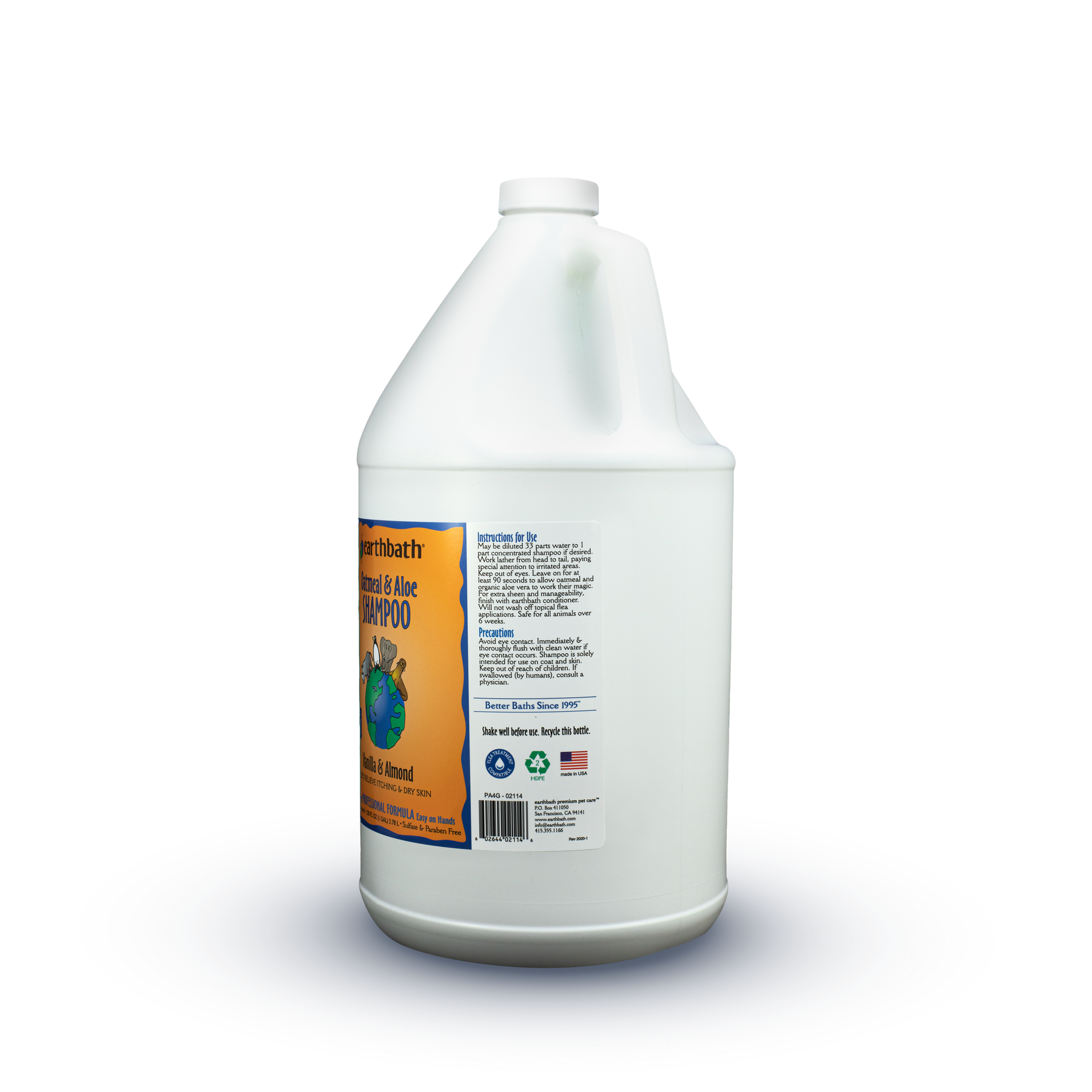 earthbath® Oatmeal & Aloe Shampoo, Vanilla & Almond, Helps Relieve Itchy Dry Skin, Made in USA, 128 oz