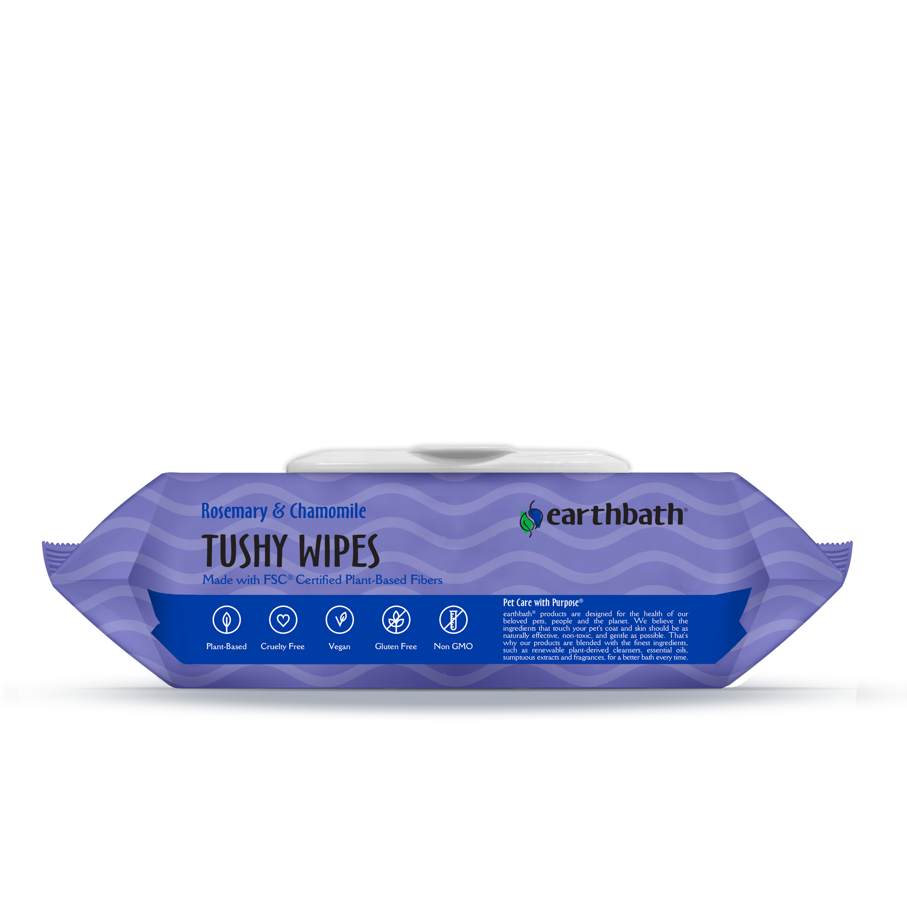 Tushy Wipes with rosemary and chamomile  lying down from other perspective