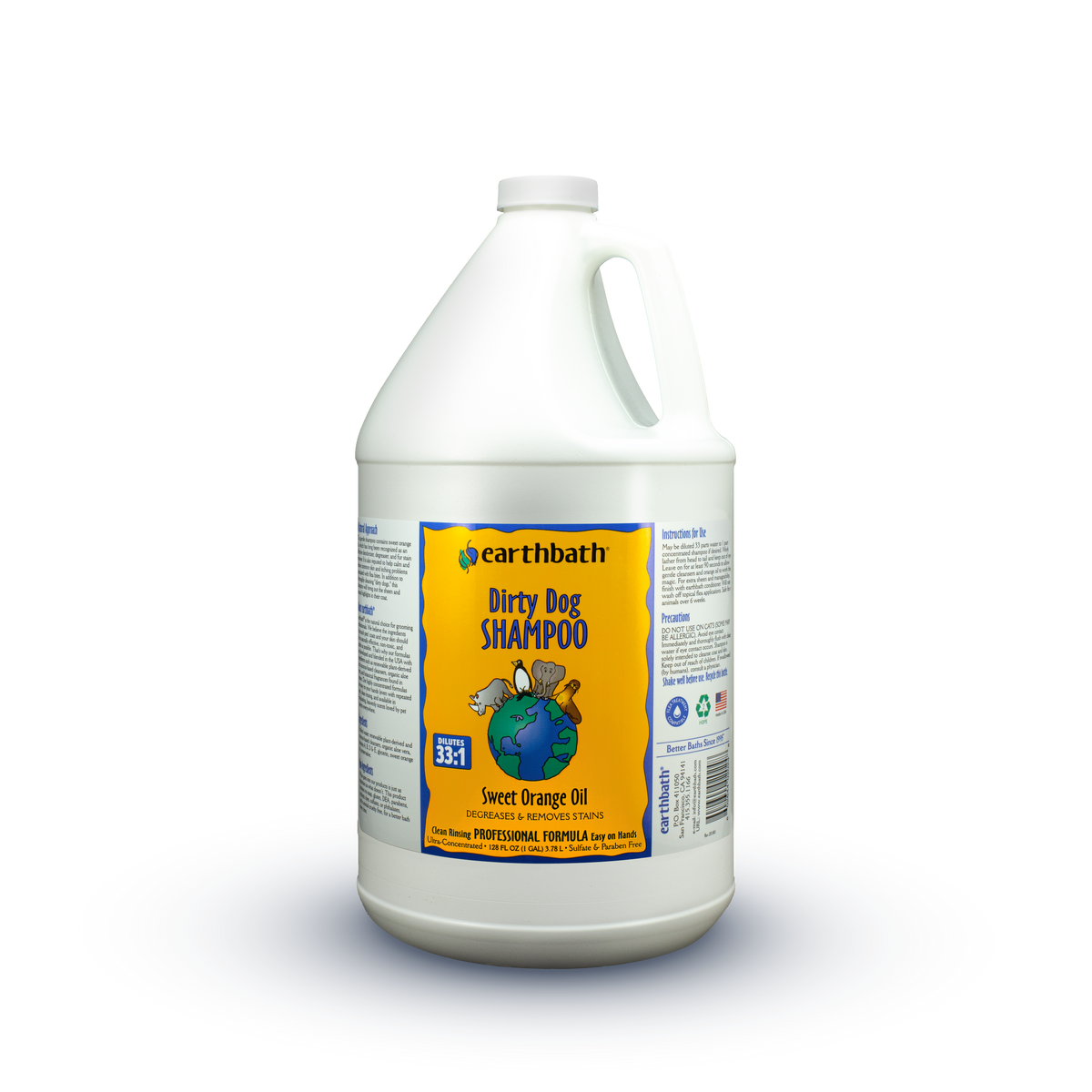 earthbath® Dirty Dog Shampoo Sweet Orange Oil, Degreases & Removes Stains, 128 oz